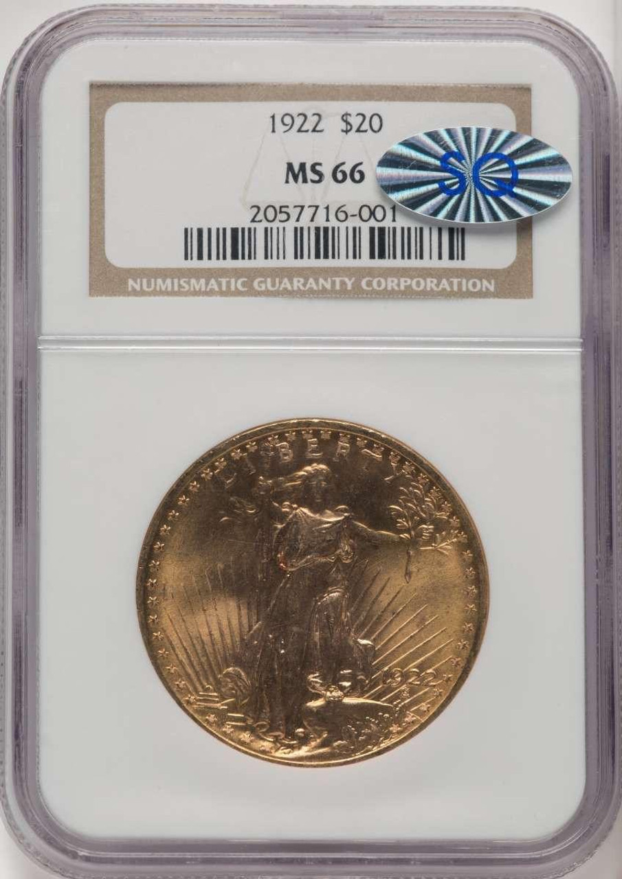 Bullionshark 1922 $20 Saint Gaudens Double Eagle Coin NGC MS66   - HAT771813007