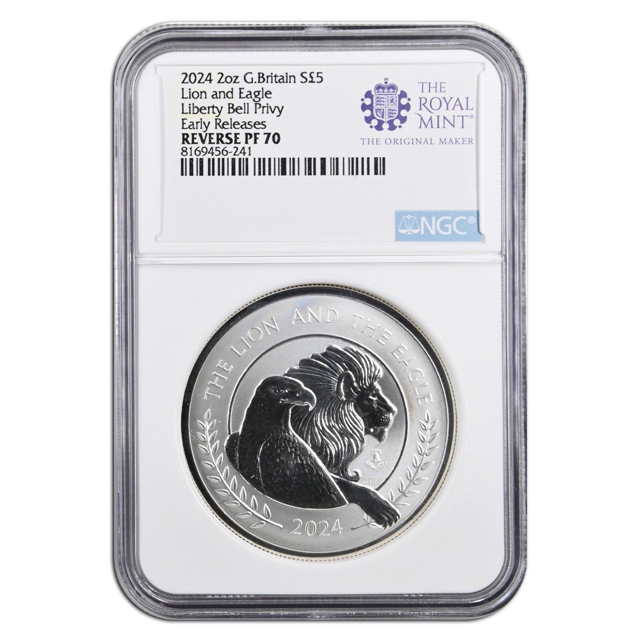 2024 2 oz Lion and Eagle Silver Coin NGC rev PF70 - Liberty