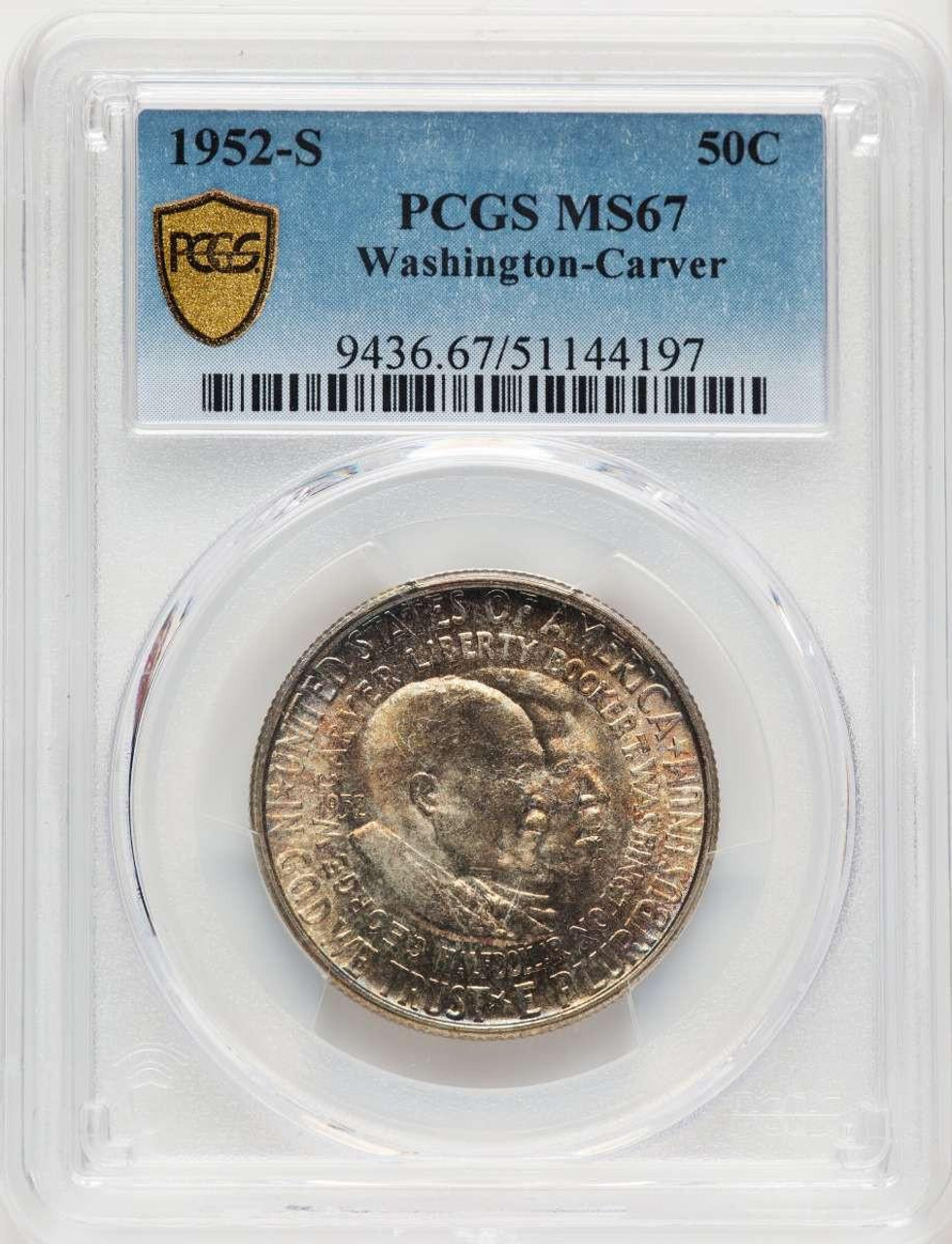 1952-S 50C Commemorative Silver Coin PCGS MS67 Washington