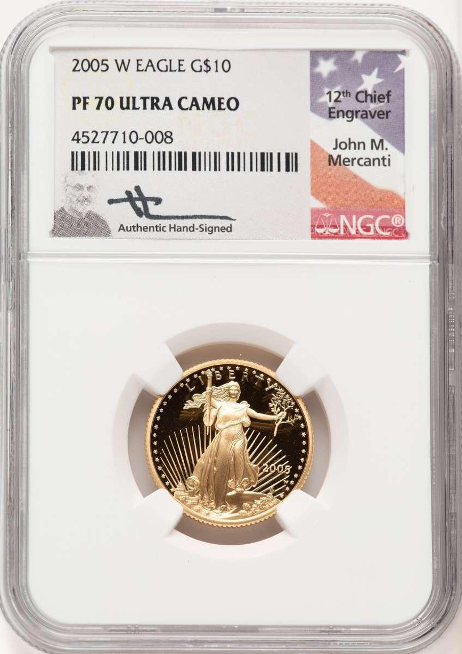 Bullionshark 2005-W G$10 Modern Bullion Coin NGC MS70 UCAM    Quarter-Ounce Gold Eagle - HAT520704080 