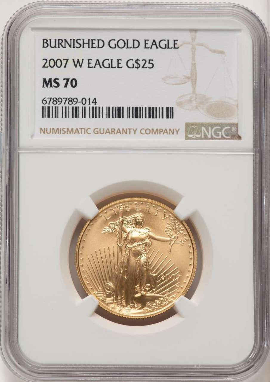 Bullionshark 2007-W $25 Modern Bullion Coin NGC SP70   Half-Ounce Gold Eagle, Burnished, - HAT520851017 