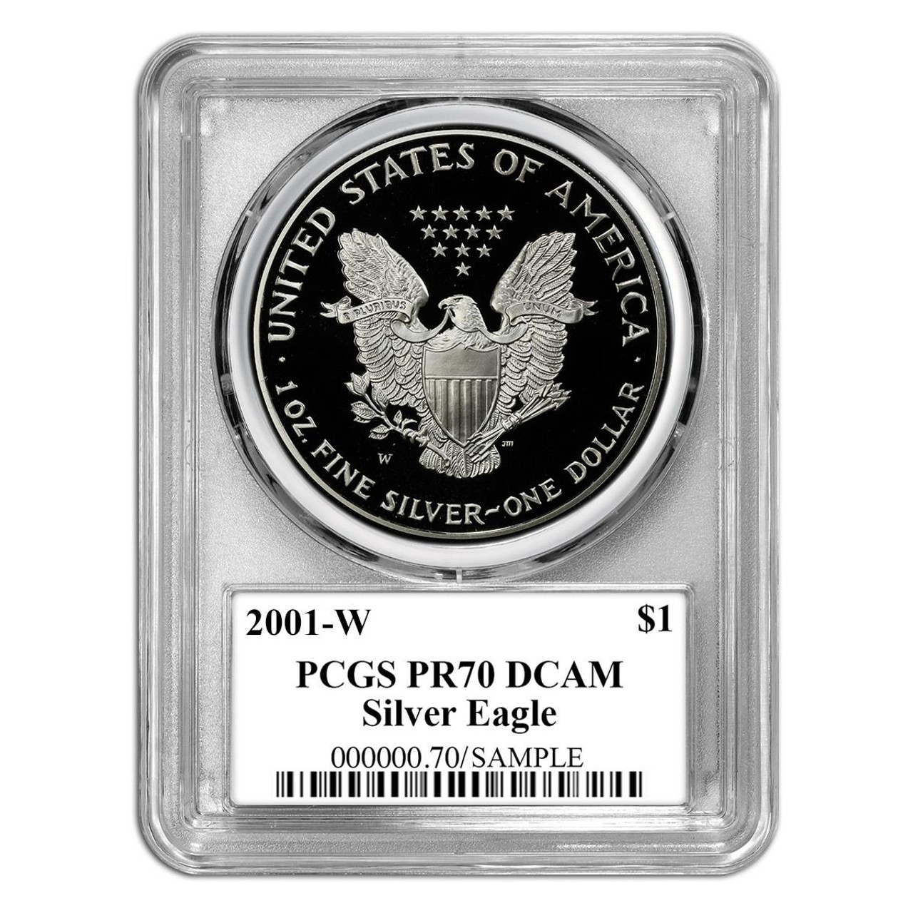2001-W Silver Eagle PCGS PR70 DCAM - TD Rogers (The First 