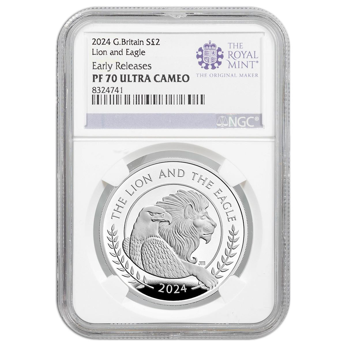 2024 UK Silver Lion & Eagle NGC PF70 UCAM Early Releases - 4pc