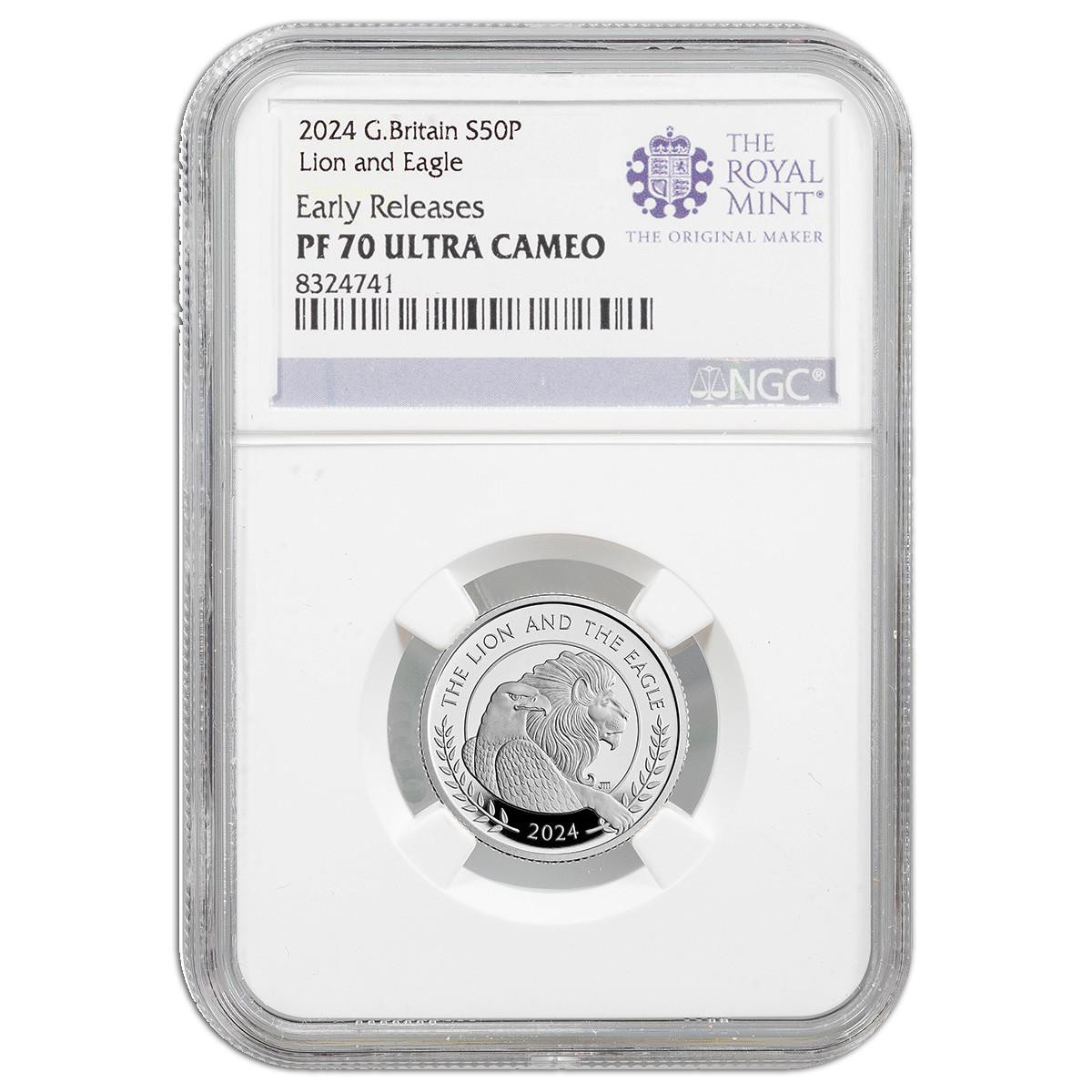2024 UK Silver Lion & Eagle NGC PF70 UCAM Early Releases - 4pc