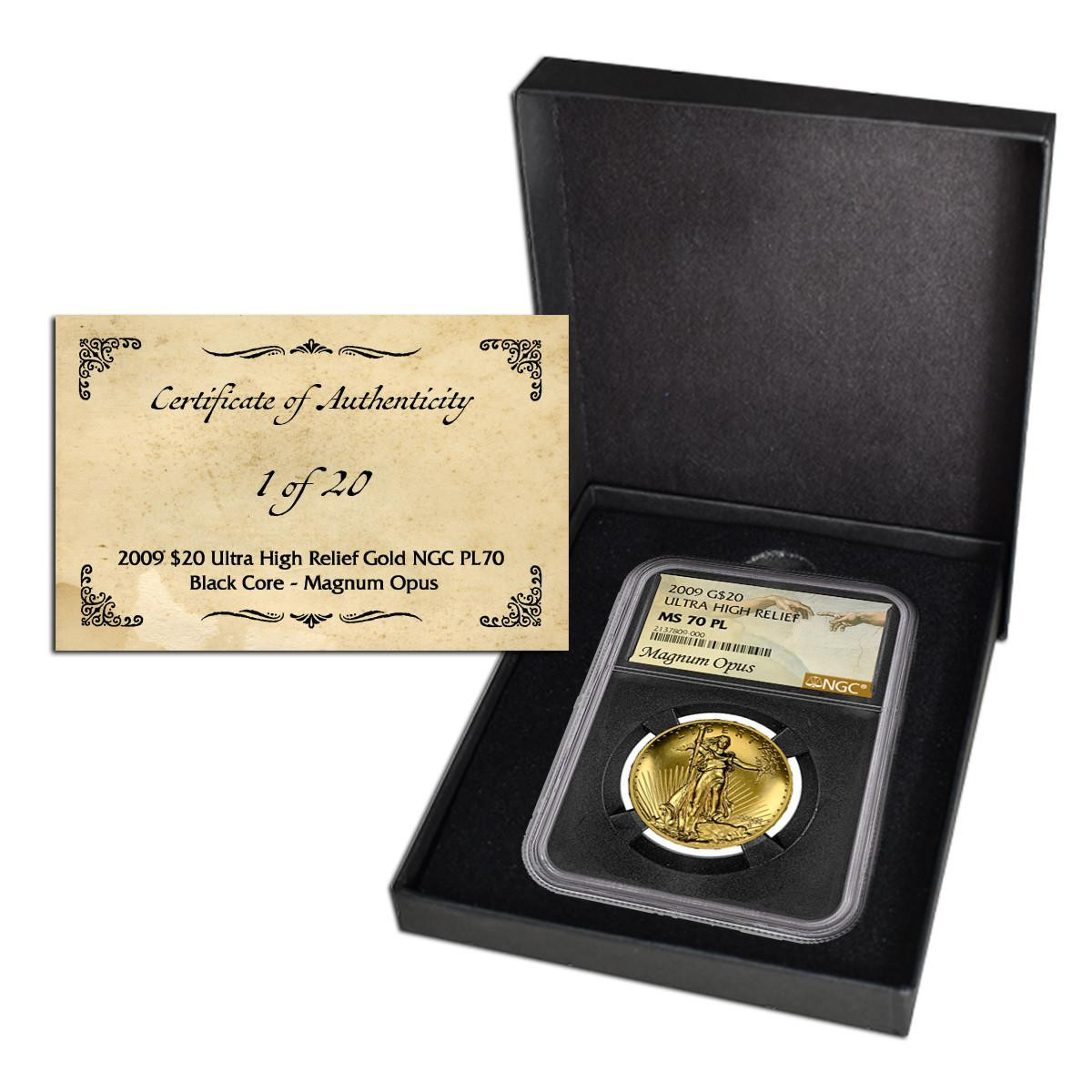 2009 $20 Ultra High Relief Gold NGC MS70 PL Magnum Opus (1 of 20