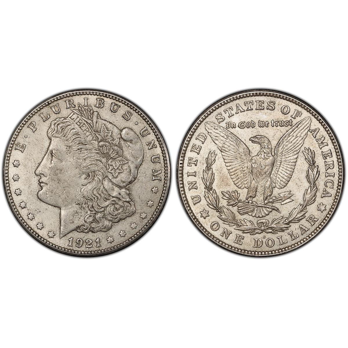 1921-PDS Morgan Silver Dollar - Almost Uncirculated 3pc Set
