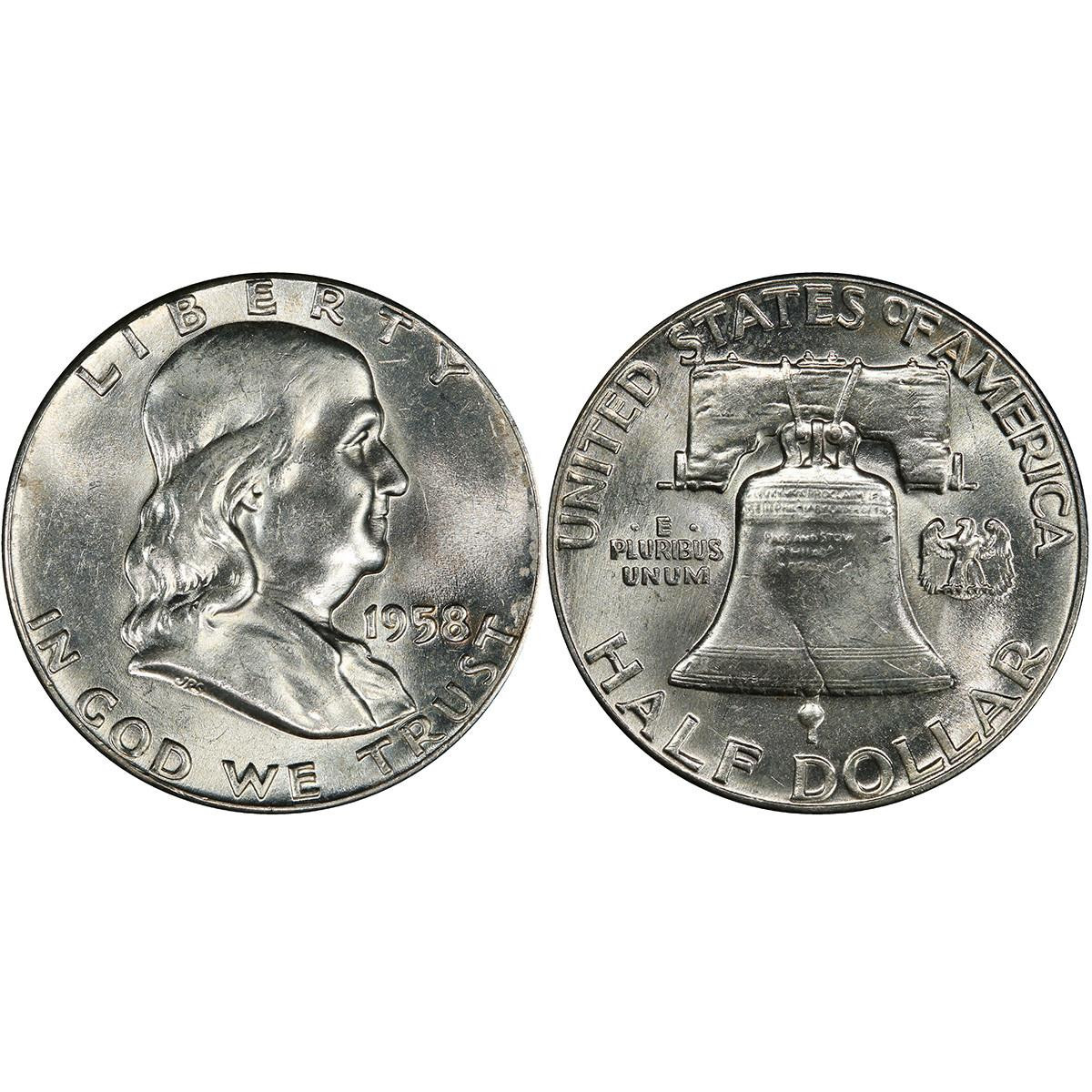1958年 フランクリン半ドル 2枚セット 1958-P Franklin Half Dollar BU - Type 2 Reverse