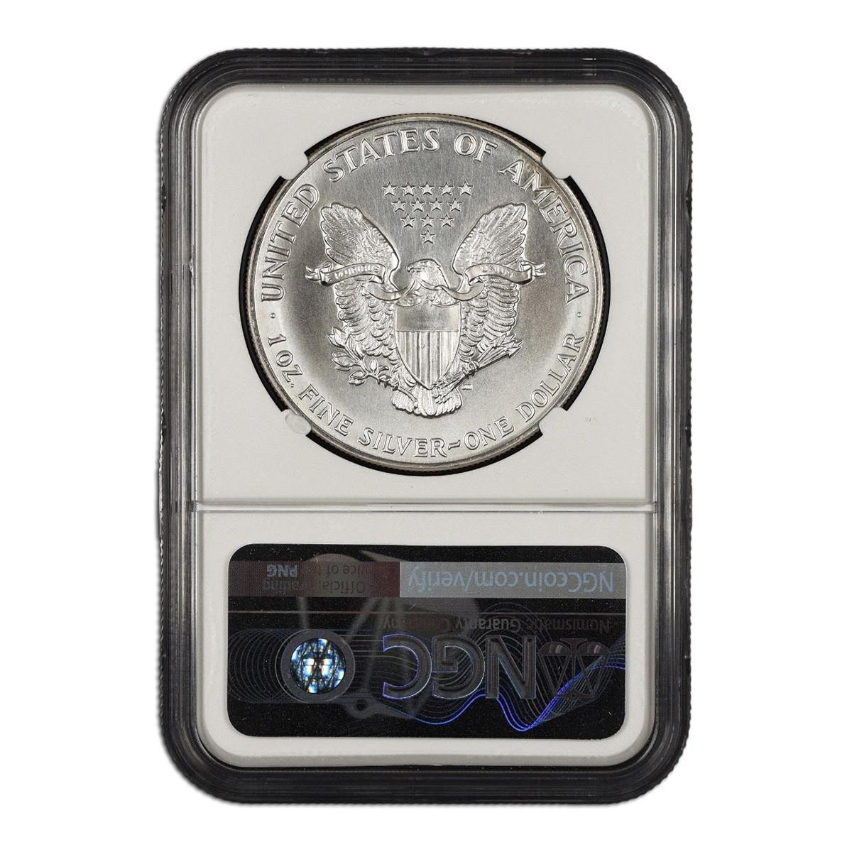 1991 $1 American Silver Eagle NGC MS69☆ John Mercanti Signature Label
