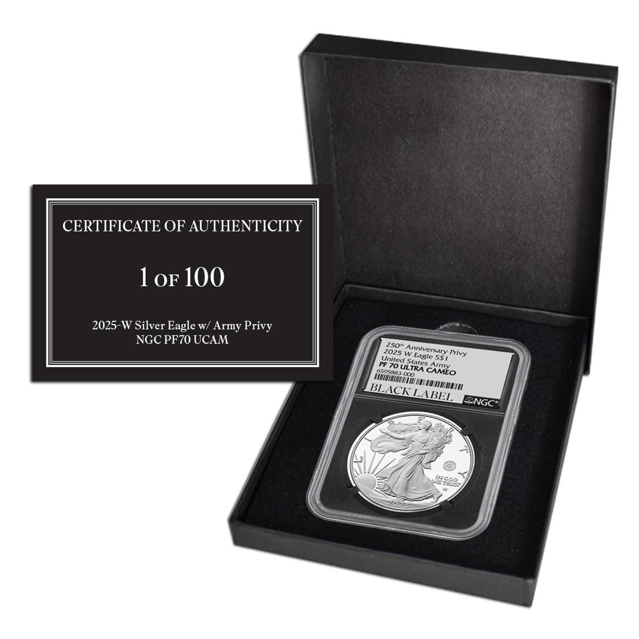 2025 Army Privy Silver Eagle NGC PF70 UCAM - Black Label 1