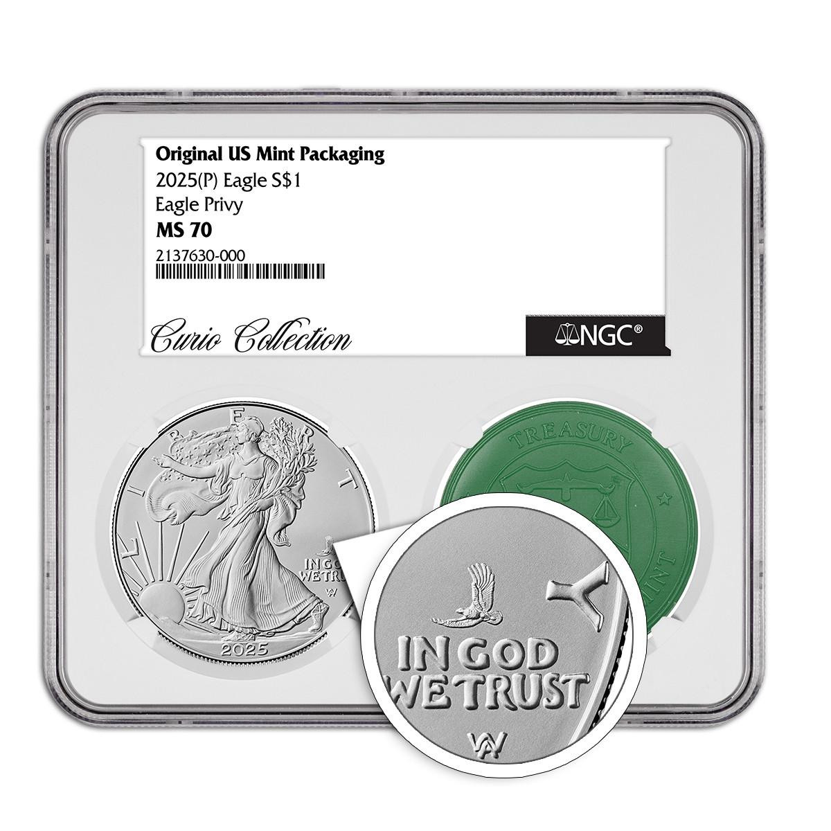 2025 (P) Silver Eagle NGC MS70 Eagle Privy Curio Collection w