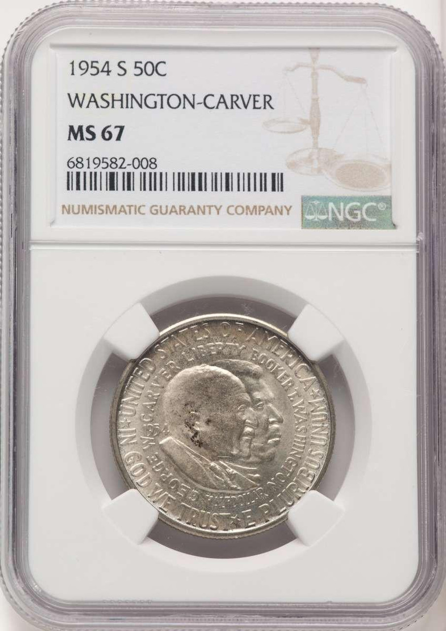 Bullionshark 1954-S 50C Commemorative Silver Coin NGC MS67   Washington-Carver - HAT774753033 
