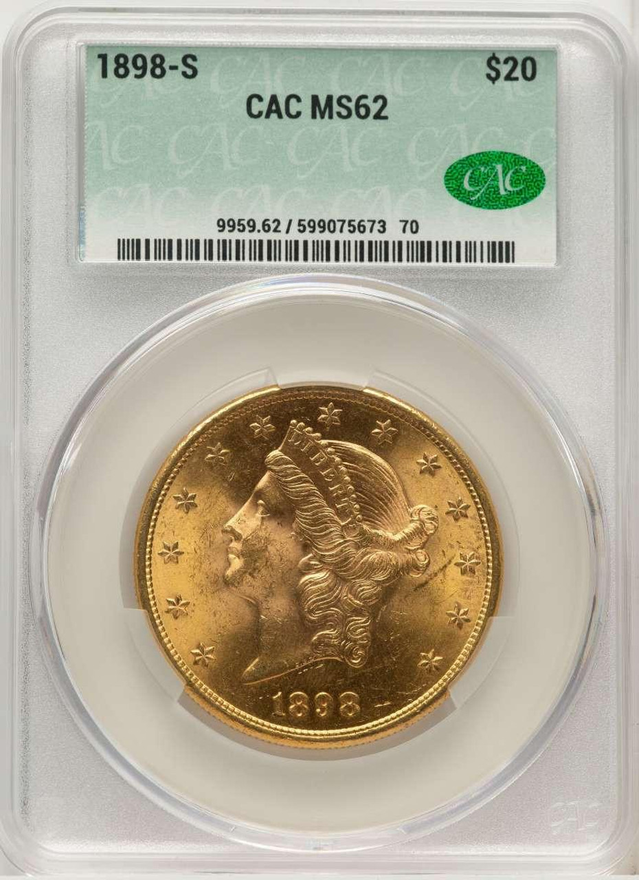 Bullionshark 1898-S $20 Liberty Gold Double Eagle Coin CACG MS62 - HAT177169014 