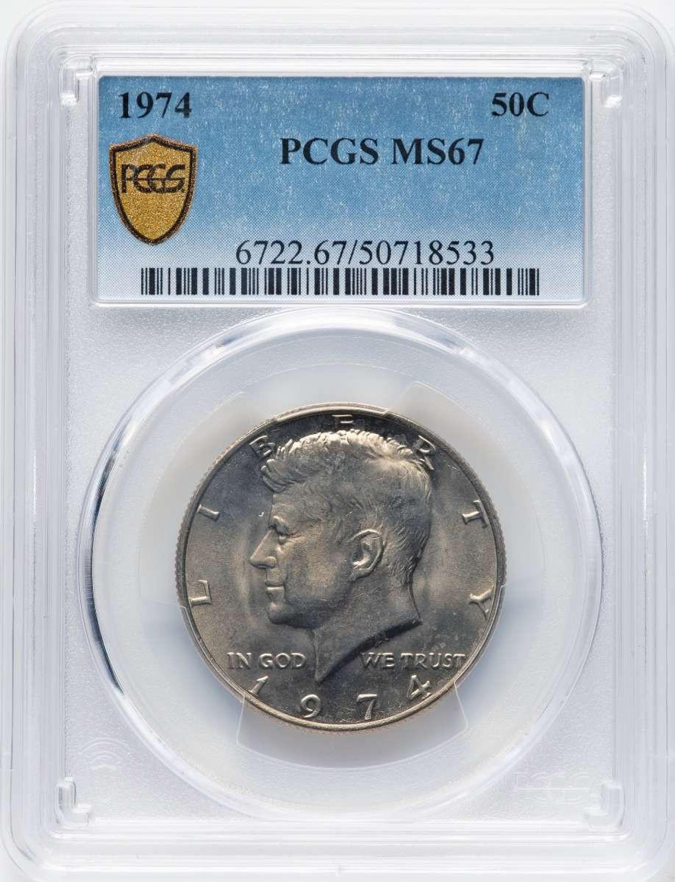 Bullionshark 1974 50C Kennedy Half Dollar Coin PCGS MS67 - HAT778457003 