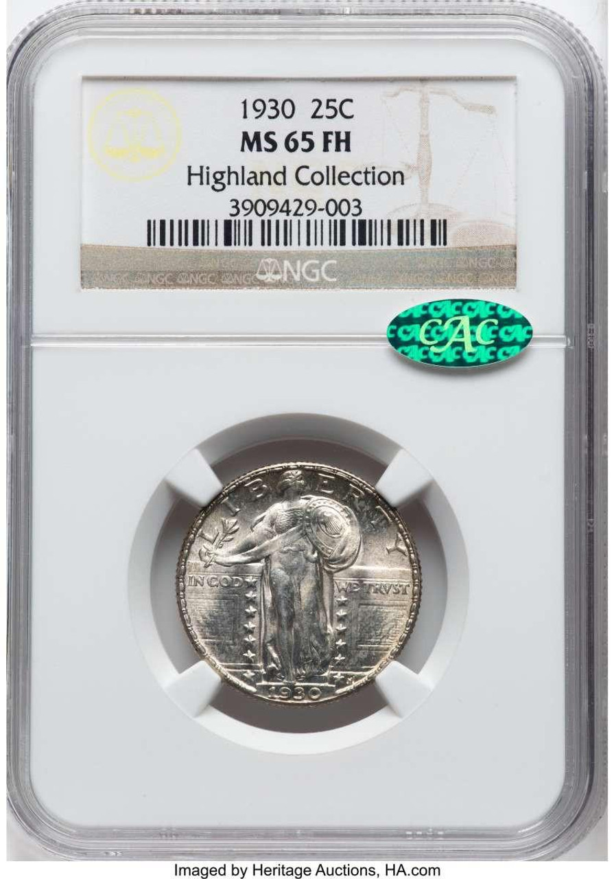 Bullionshark 1930 25C Standing Liberty Quarter Coin NGC MS65  CAC - HAT777707007 