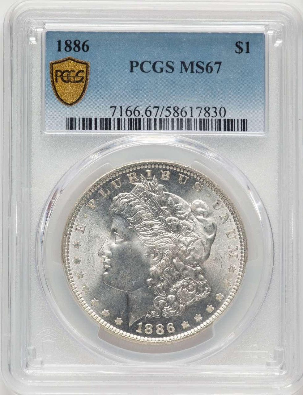 Bullionshark 1886 S$1 Morgan Silver Dollar Coin PCGS MS67 - HAT777625005 