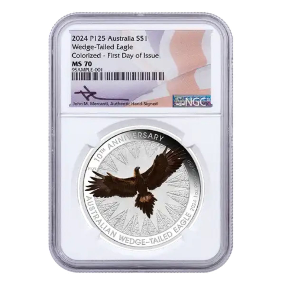 2024 Australia $1 1-oz Silver Wedge Tailed Eagle Colorized NGC MS70