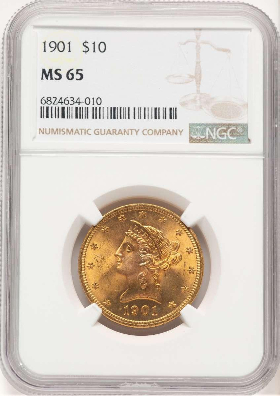 Bullionshark 1901 $10 Liberty Gold Eagle Coin NGC MS65 - HAT778842143 