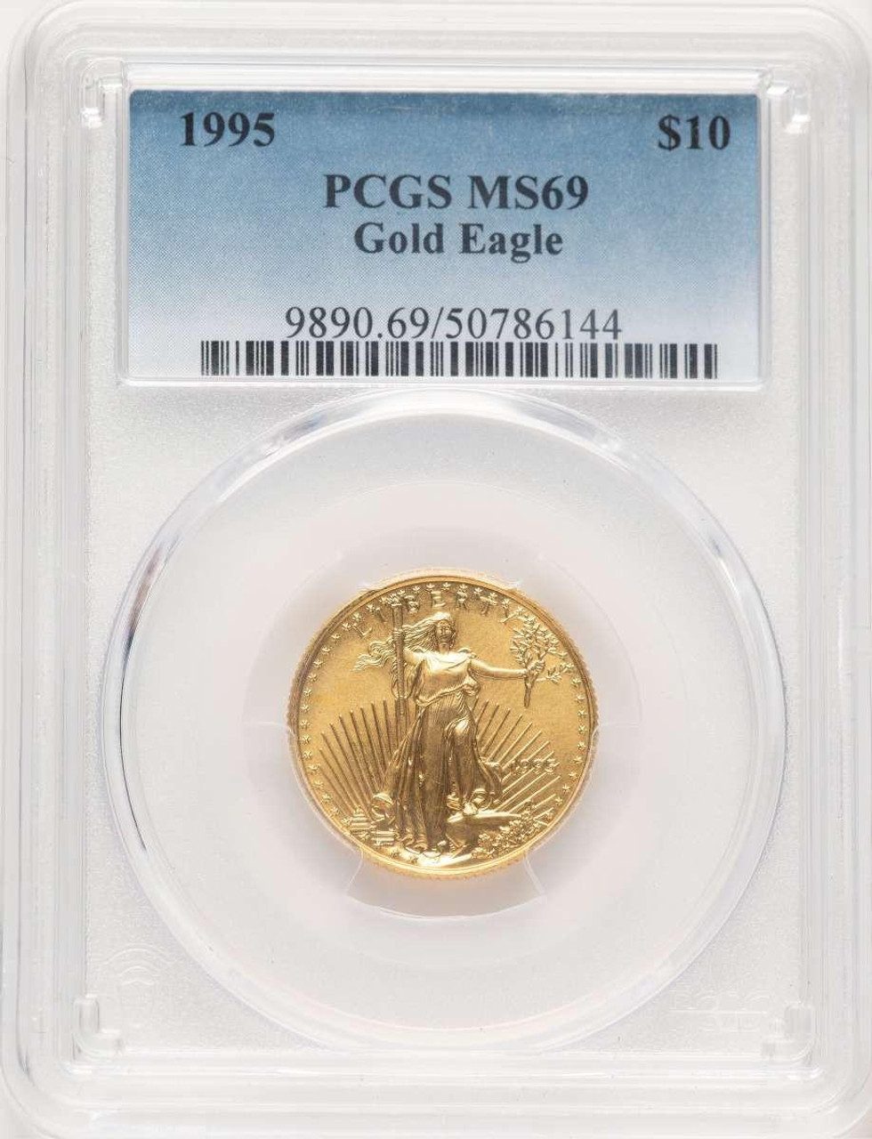 Bullionshark 1995 $10 1/4 oz American Gold Eagle Coin PCGS MS69 - HAT772661004  Bullionshark 1995 $10 1/4 oz American Gold Eagle Coin PCGS MS69 - HAT772661004