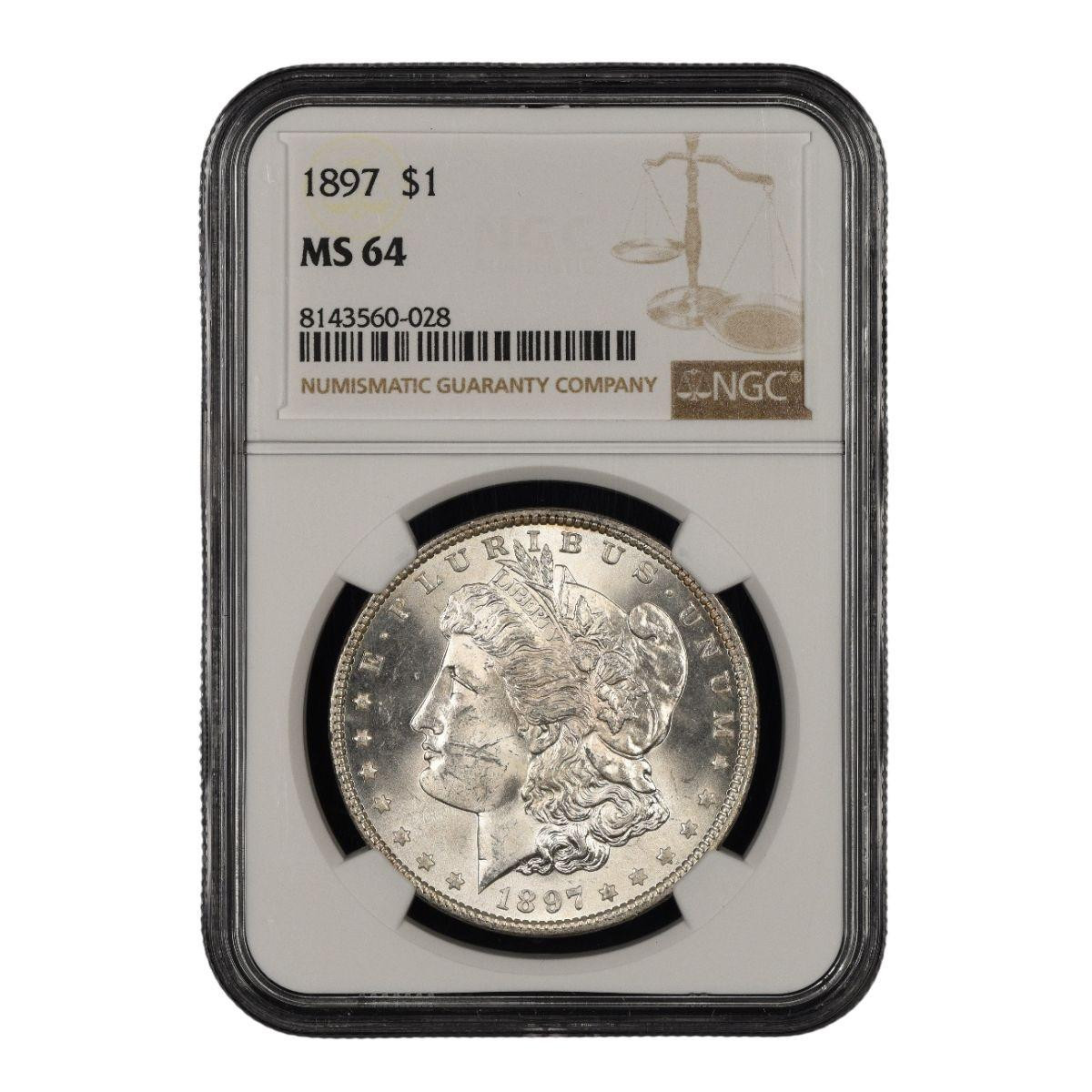1897 P $1 Morgan Silver Dollar NGC/PCGS MS64 - Bullion Shark
