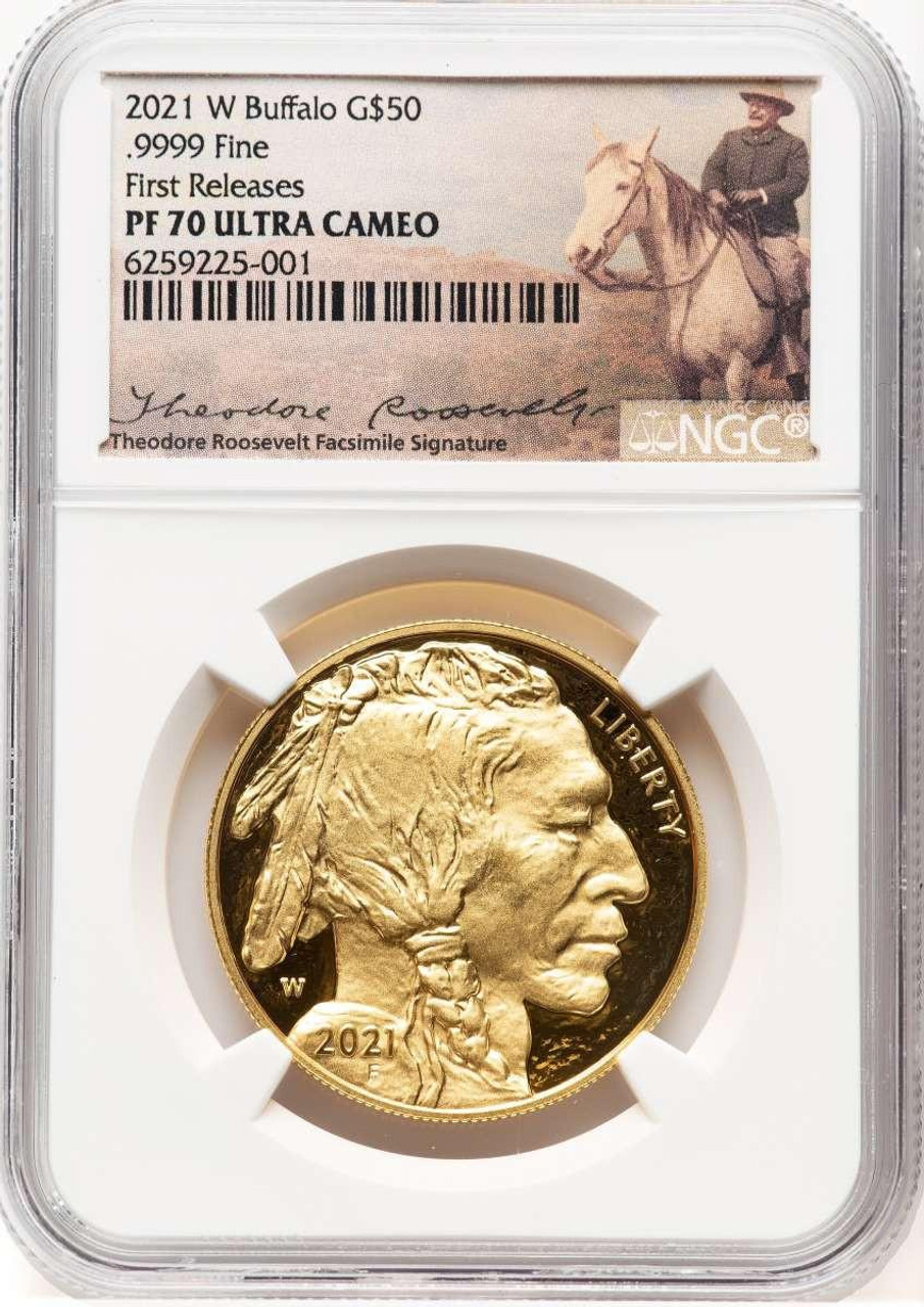 Bullionshark 2021-W G$50 Modern Bullion Coin NGC MS70   One-Ounce Gold Buffalo - HAT779040022 