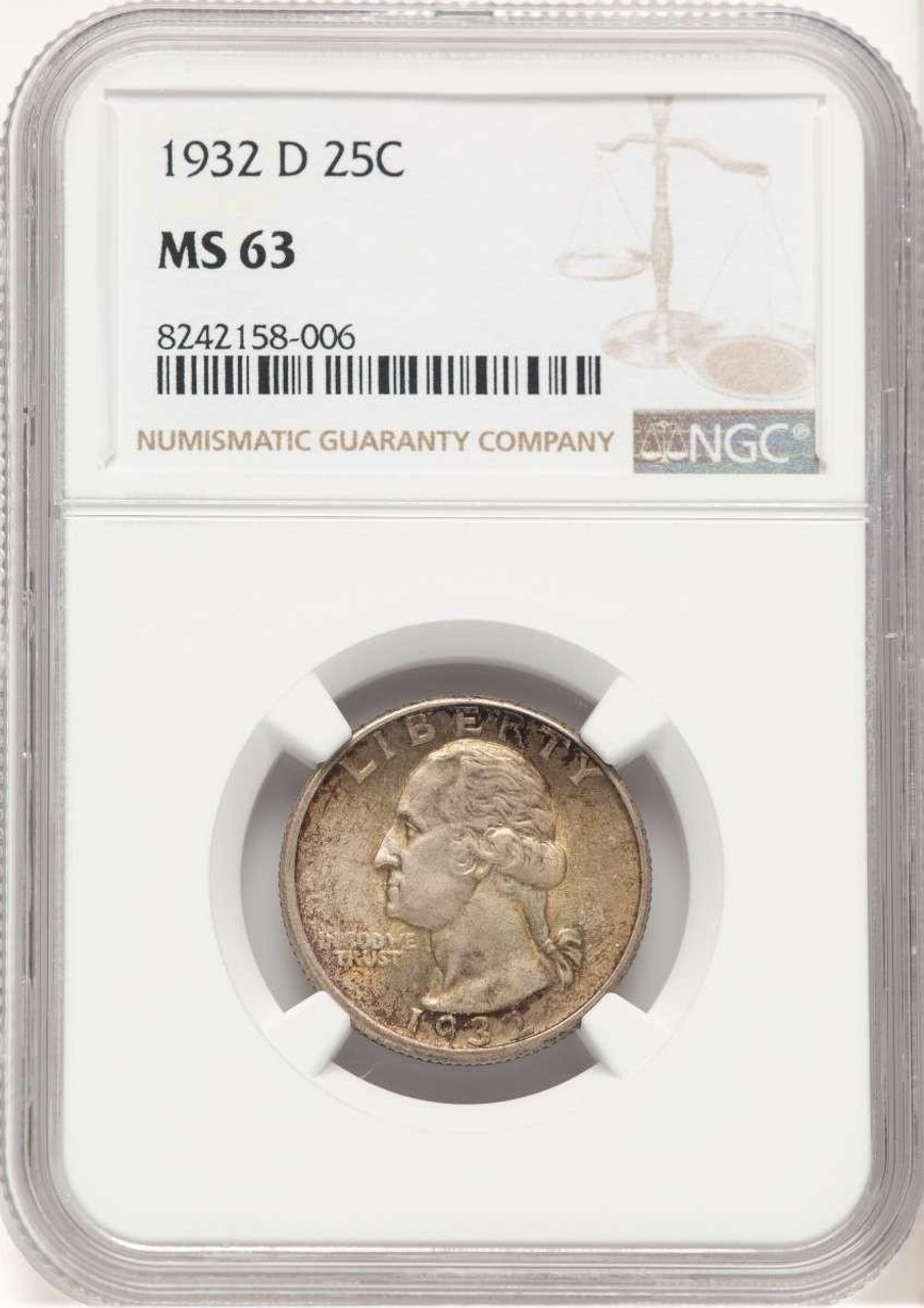 Bullionshark 1932-D 25C Washington Quarter Coin NGC MS63 - HAT771085029 