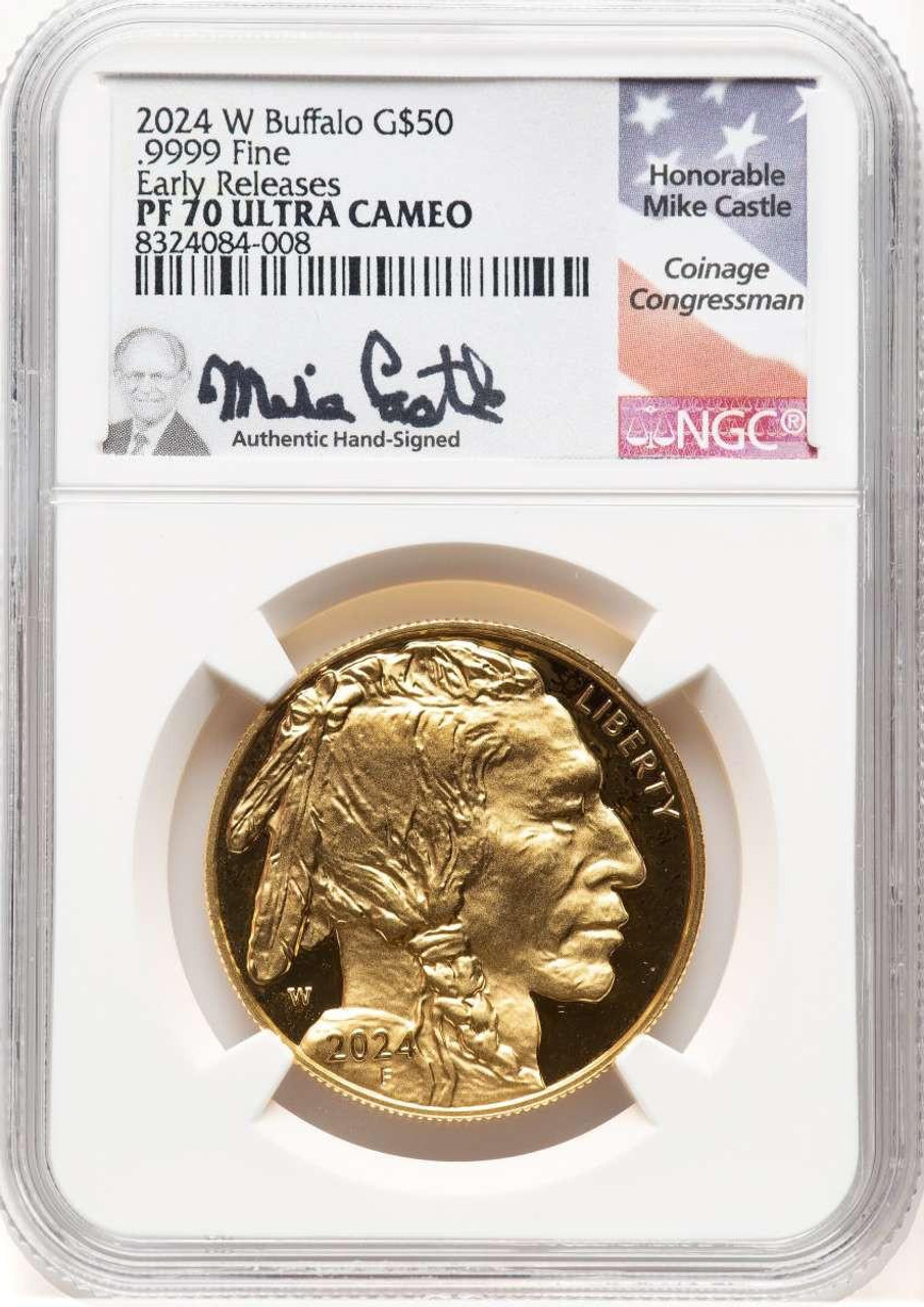 Bullionshark 2024-W G$50 Modern Bullion Coin NGC MS70   One-Ounce Gold Buffalo, First Strike - HAT777320006 