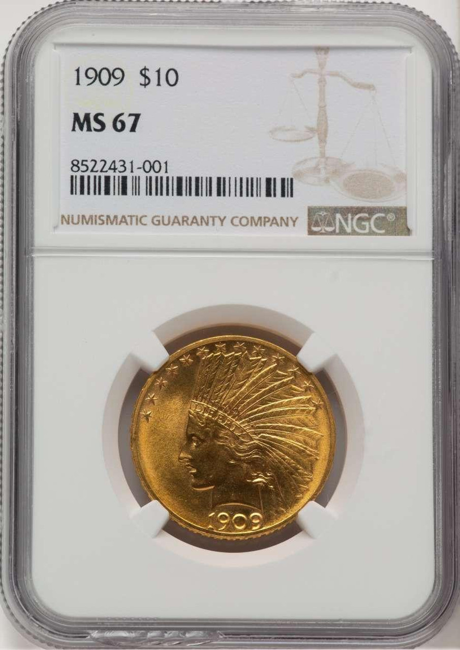Bullionshark 1909 $10 Indian Gold Eagle Coin NGC MS67 - HAT775447015 