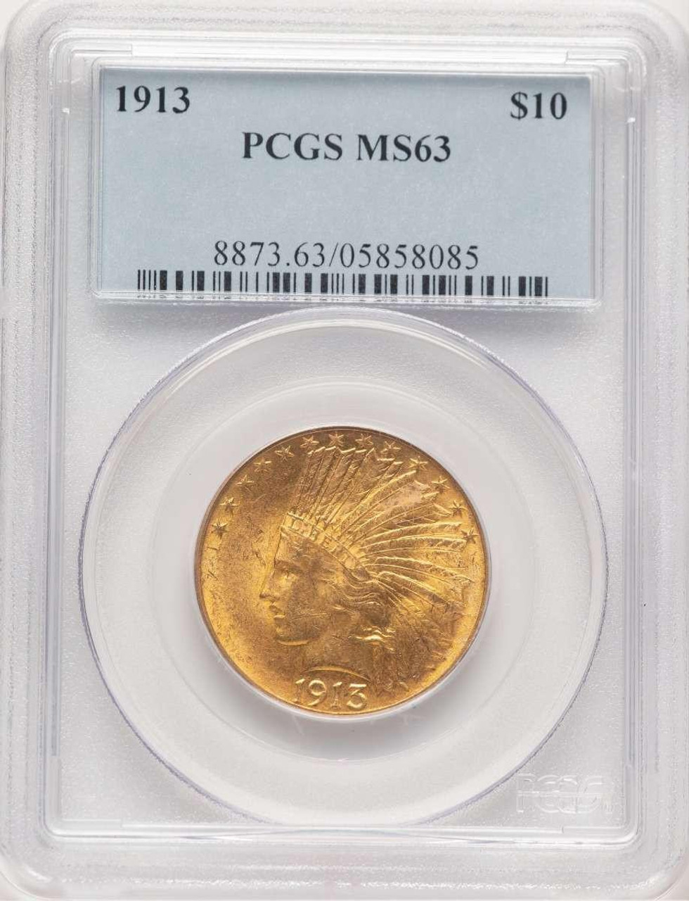 Bullionshark 1913 $10 Indian Gold Eagle Coin PCGS MS63 - HAT779247058 