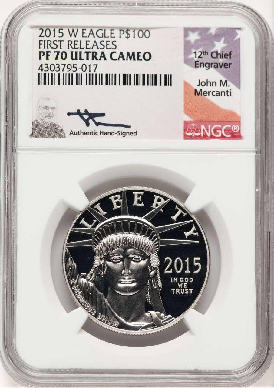 Bullionshark 2015-W $100 Modern Bullion Coin NGC MS70   One-Ounce Platinum Eagle, First Strike - HAT778323015 