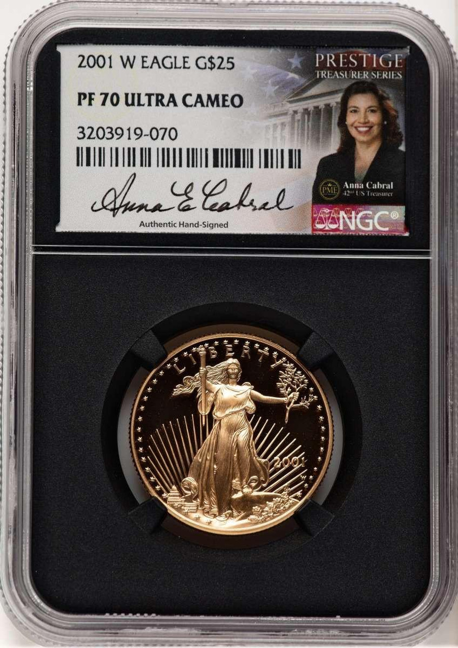 Bullionshark 2001-W $25 1/2 oz American Gold Eagle Coin NGC MS70 - HAT779218020 