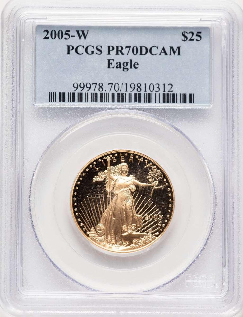 Bullionshark 2005-W G$25 1/2 oz American Gold Eagle Coin PCGS MS70 - HAT506462001 
