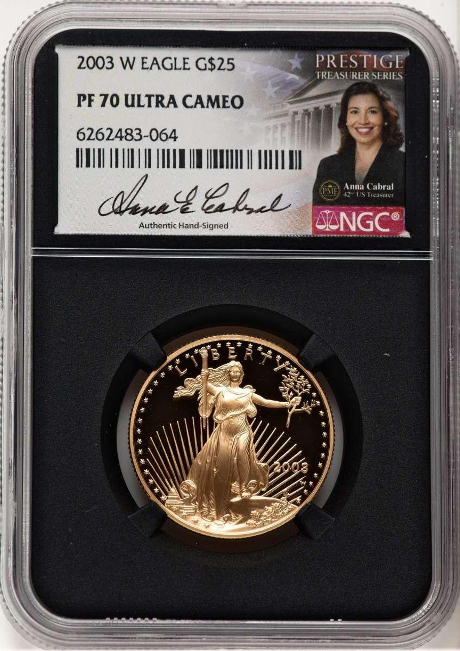 Bullionshark 2003-W $25 1/2 oz American Gold Eagle Coin NGC MS70 - HAT779218022 