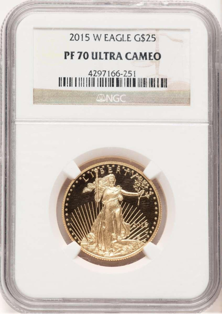 Bullionshark 2015-W $25 1/2 oz American Gold Eagle Coin NGC MS70 - HAT521360019 