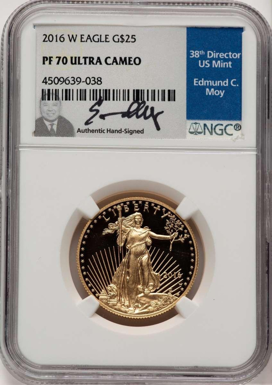 Bullionshark 2016-W $25 1/2 oz American Gold Eagle Coin NGC MS70, 30th Anniversary - HAT772516046 