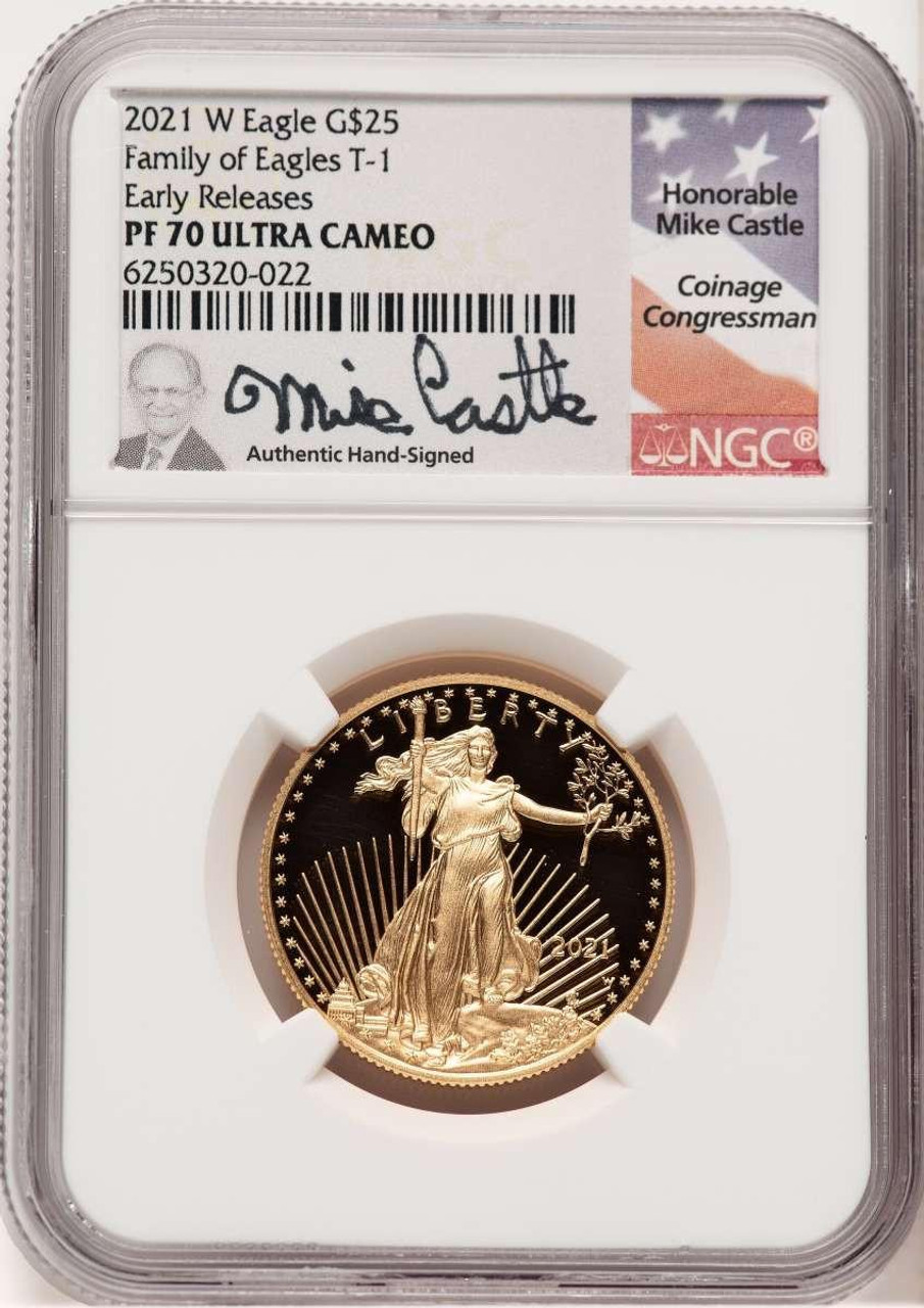 Bullionshark 2021-W G$25 Modern Bullion Coin NGC MS70   Half Ounce Gold Eagle, Type One, First Strike - HAT779218042 