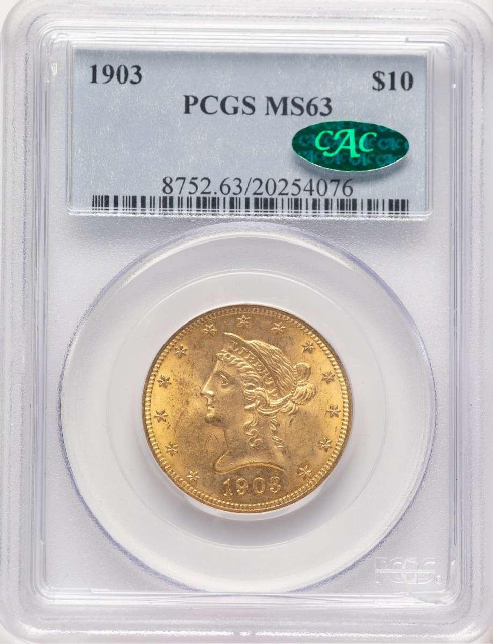 Bullionshark 1903 $10 Liberty Gold Eagle Coin PCGS MS63  CAC - HAT177388106 