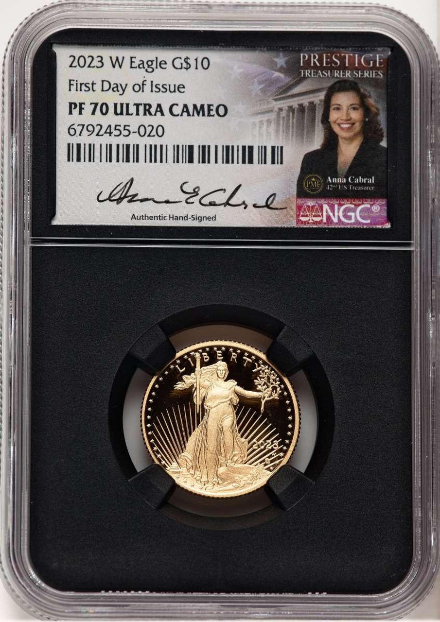 Bullionshark 2023-W G$10 Modern Bullion Coin NGC MS70   Quarter Ounce Gold Eagle, First Day of Issue - HAT521360047 