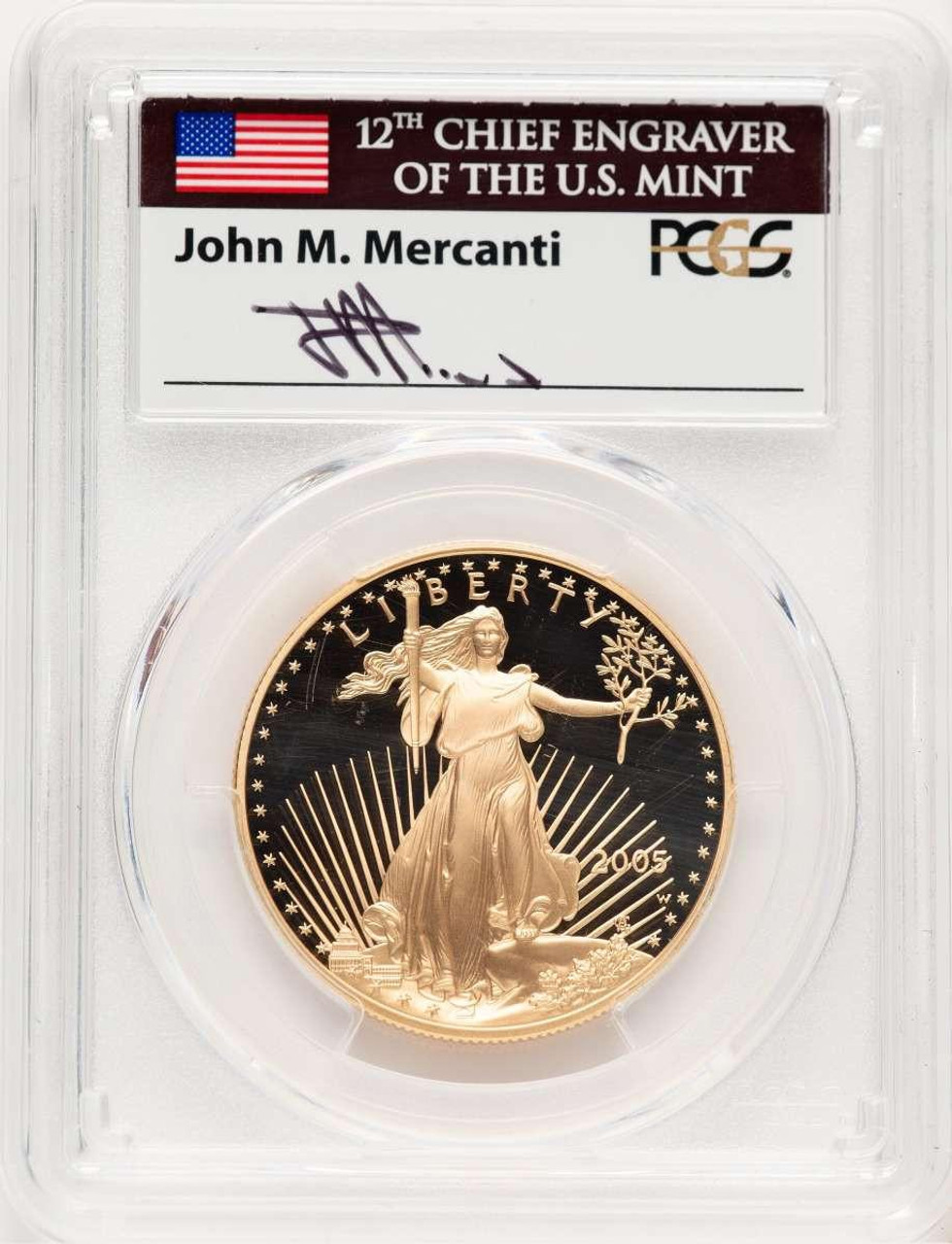 Bullionshark 2005-W G$50 1 oz American Gold Eagle Coin PCGS MS70 - HAT521593011 