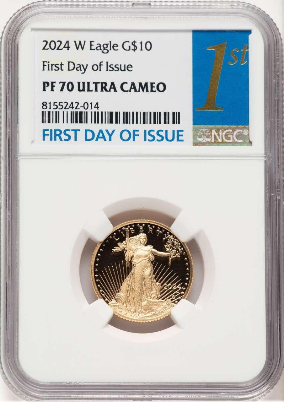 Bullionshark 2024-W G$10 Modern Bullion Coin NGC MS70   Quarter Ounce Gold Eagle, First Day of Issue - HAT769042046 