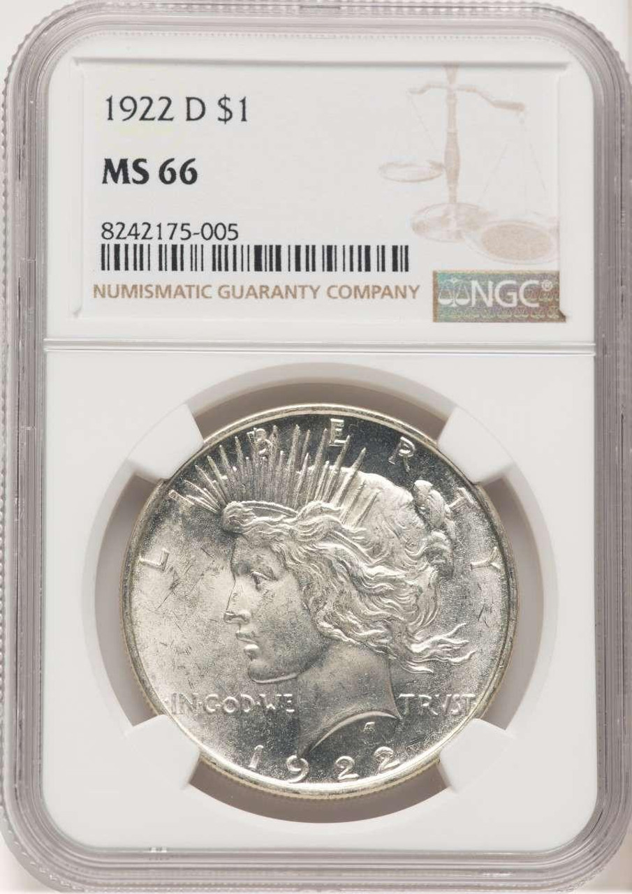 Bullionshark 1922-D S$1 Peace Silver Dollar Coin NGC MS66 - HAT779282009  Bullionshark 1922-D S$1 Peace Silver Dollar Coin NGC MS66 - HAT779282009