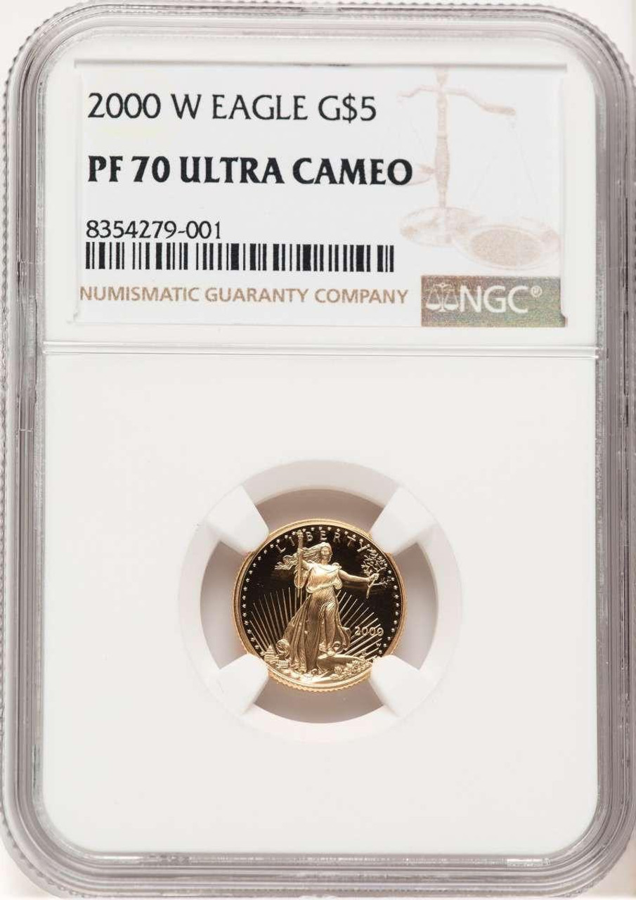 Bullionshark 2000-W $5 1/10 oz American Gold Eagle Coin NGC MS70 - HAT777842012 