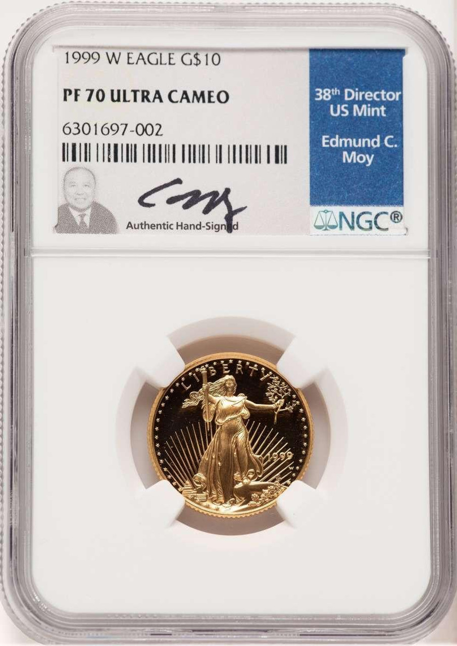 Bullionshark 1999-W $10 1/4 oz American Gold Eagle Coin NGC MS70 - HAT778326007 