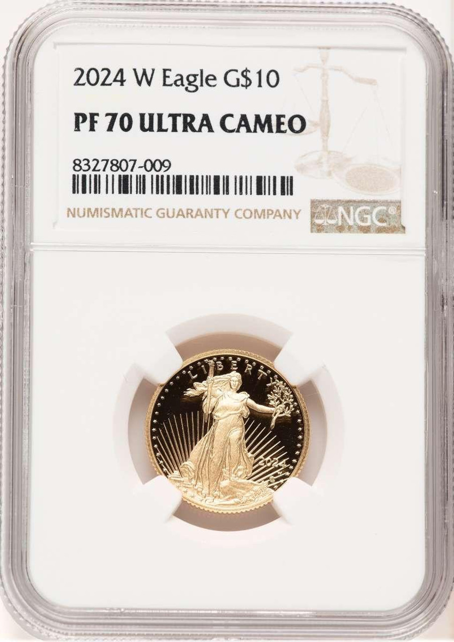 Bullionshark 2024-W G$10 Modern Bullion Coin NGC MS70   Quarter Ounce Gold Eagle - HAT769494017 