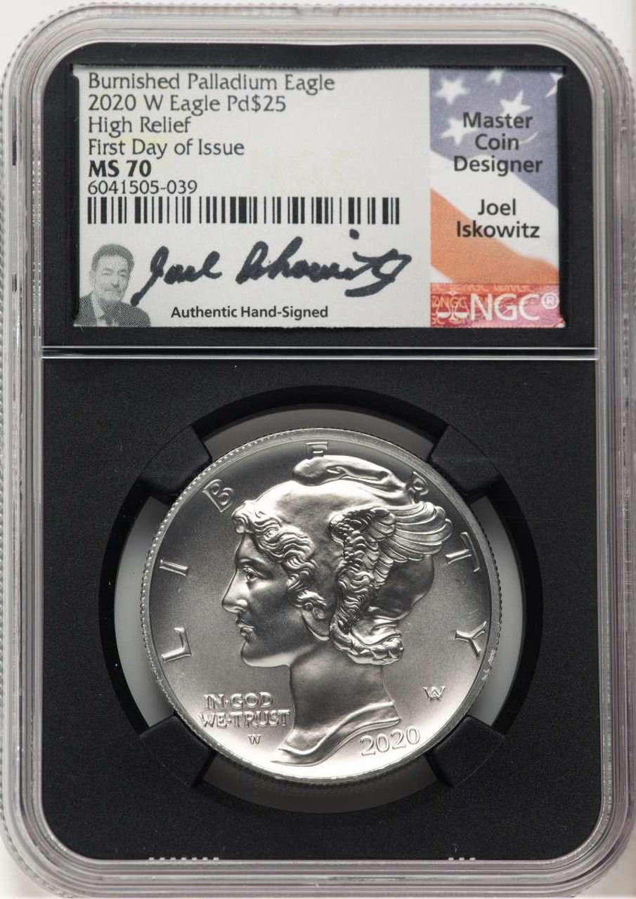 Bullionshark 2020-W $25 Palladium Eagle Coin NGC MS70 - HAT521612017 