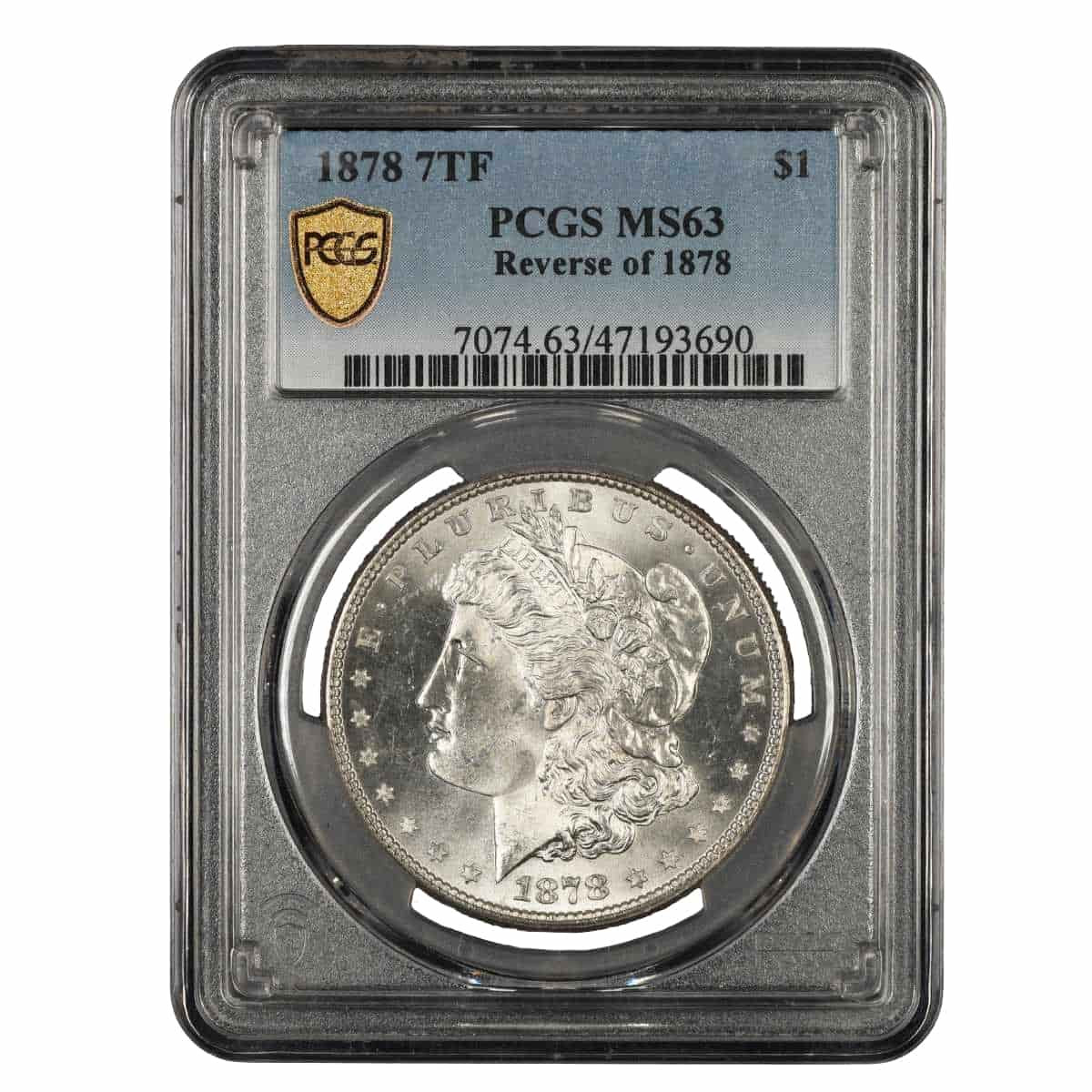 1878 Morgan Silver Dollar 7 Tail Feathers Reverse of '78 – PCGS MS63