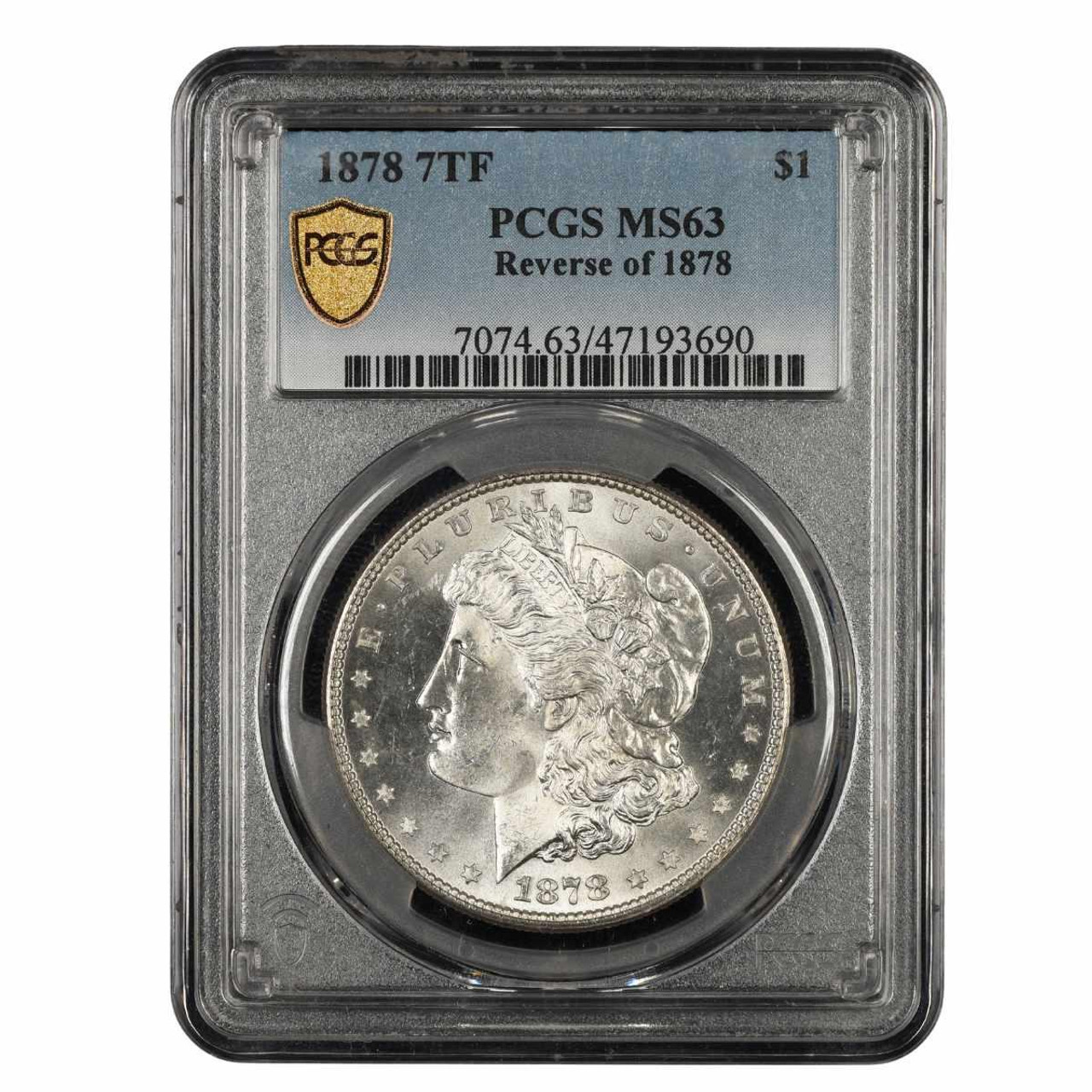  1878 Morgan Silver Dollar 7 Tail Feathers Reverse of '78 – PCGS MS63 