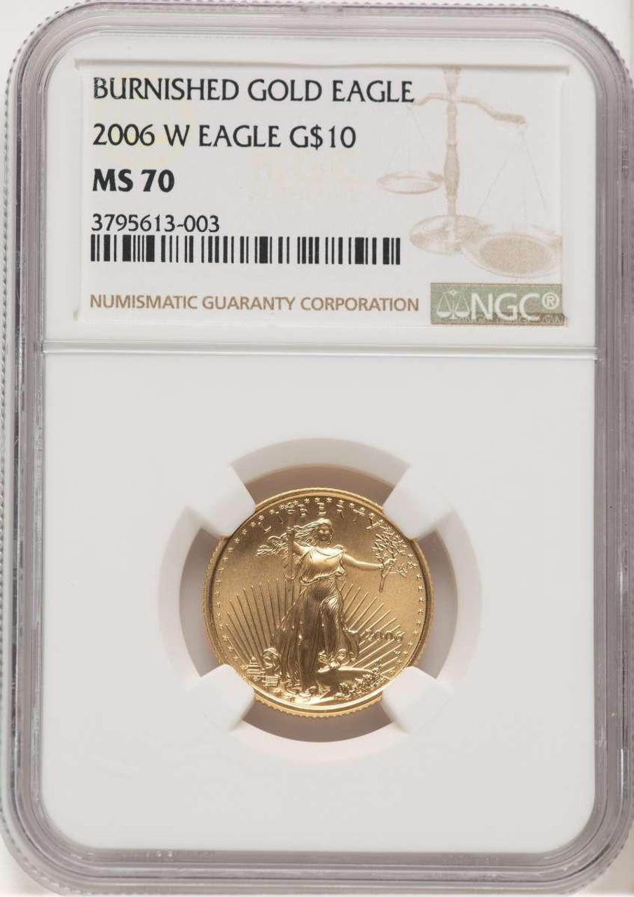 Bullionshark 2006-W $10 Burnished 1/4 oz American Gold Eagle Coin NGC MS70 - HAT778246015 
