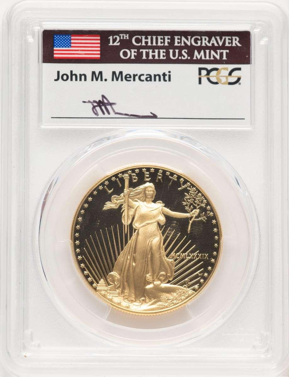 Bullionshark 1989-W G$50 1 oz American Gold Eagle Coin PCGS MS70, Mercanti Signature - HAT779218051 