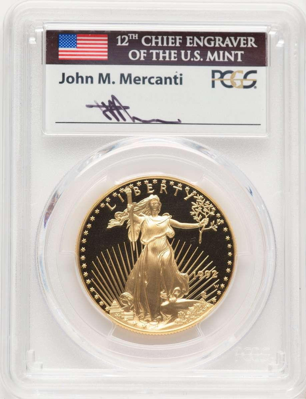 Bullionshark 1992-W $50 1 oz American Gold Eagle Coin PCGS MS70, Mercanti Signature - HAT779218054 