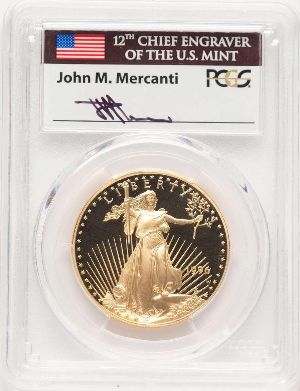 Bullionshark 1996-W $50 1 oz American Gold Eagle Coin PCGS MS70, Mercanti Signature - HAT779218058 